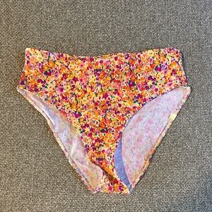 Summersalt Floral High-Waist Swim Bottoms - Pink & Orange